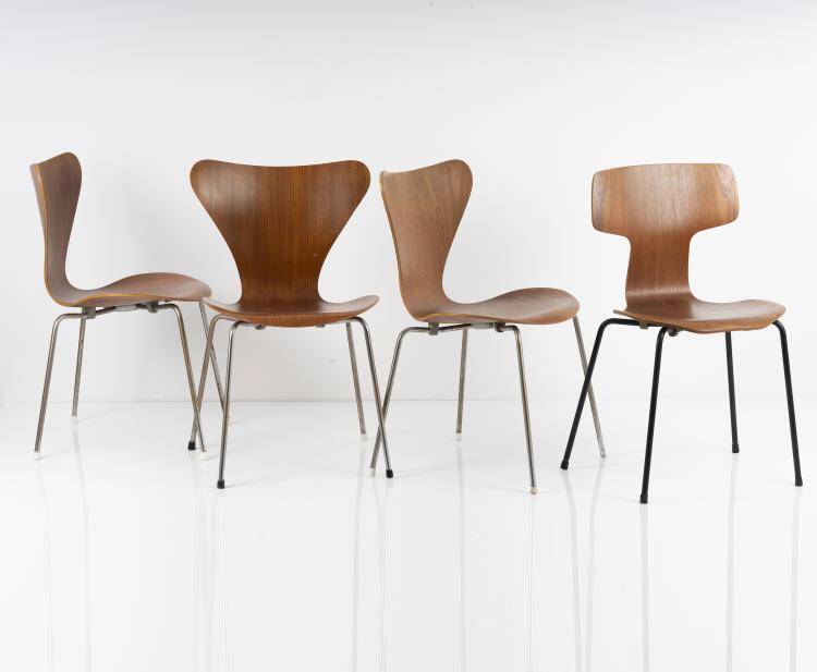 Bild 1 zu Objekt, 3 '3107' side chairs, one '3103', Hansen, Fritz, Allerod, 145B 293