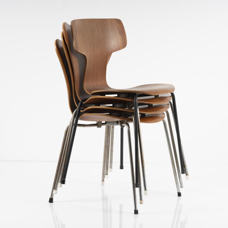 Bild 2 zu Objekt, 3 '3107' side chairs, one '3103', Hansen, Fritz, Allerod, 145B 293