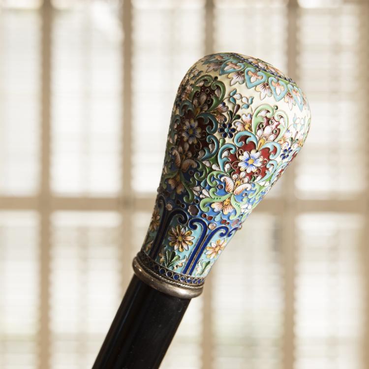 Hauptbild zu Objekt, Walking stick with cloisonne knob, c. 1910, Russland, 144C 33