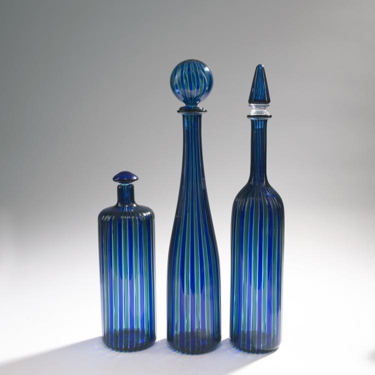 Hauptbild zu Objekt, Three bottles 'A canne', 1988/90, Gio Ponti, Venini & C., Murano, 146D 771