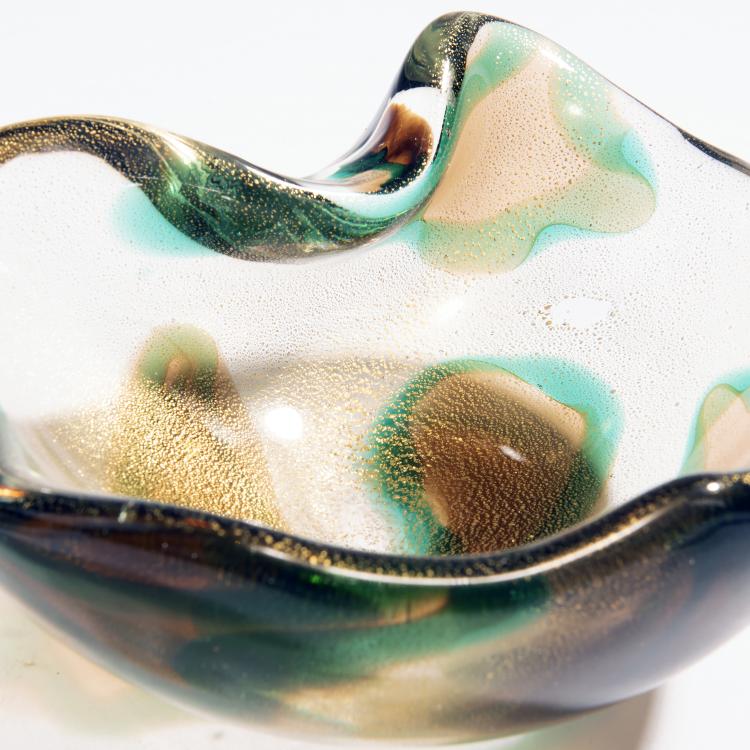 Bild 2 zu Objekt, Two bowls 'Merletto' and 'Macchie ambra verde', 1952-54, Seguso, Archimede, Murano, 146D 814