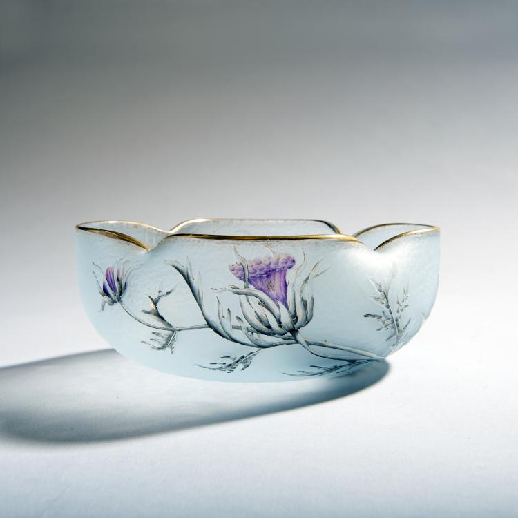 Hauptbild zu Objekt, 'Chardons en Fleurs', bowl, c. 1900, Daum Fr&egrave;res, Nancy, 144B 89