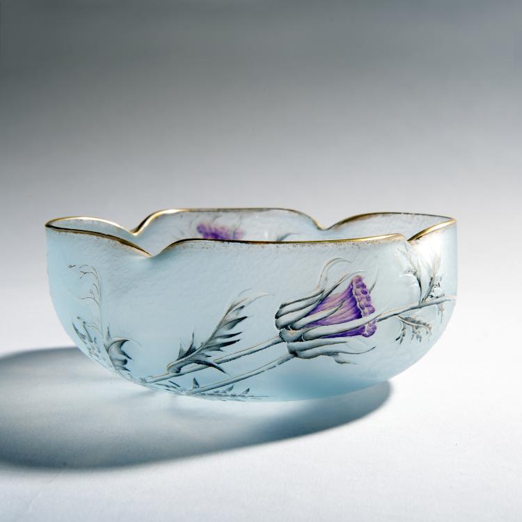 Bild 1 zu Objekt, 'Chardons en Fleurs', bowl, c. 1900, Daum Fr&egrave;res, Nancy, 144B 89