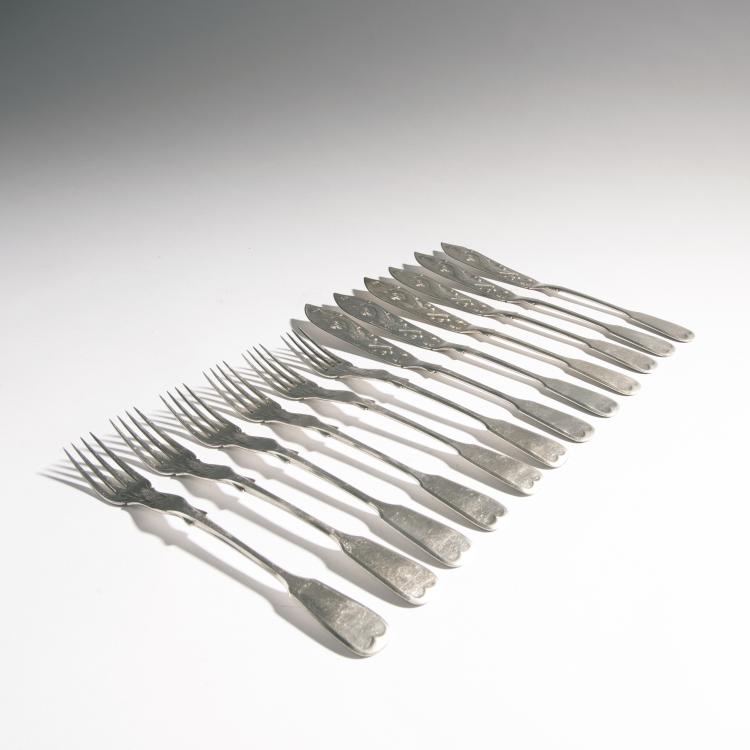 Hauptbild zu Objekt, Fish cutlery, c. 1920, Krupp, Arthur, Berndorfer Metallwaren-Fabrik, 144B 527