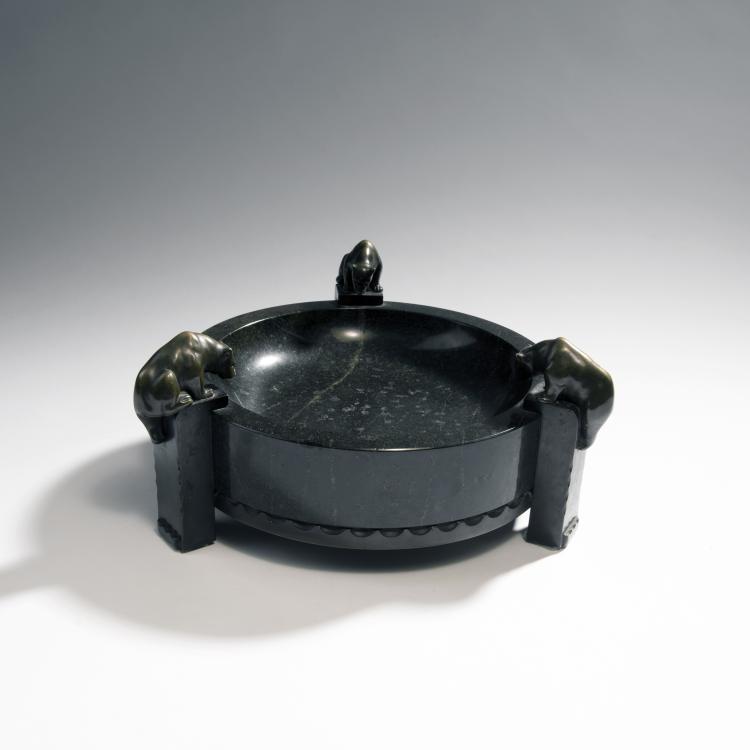 Hauptbild zu Objekt, Bowl with bears, c. 1905, S&auml;chsische Serpetin-Stein-Gesellschaft, Z&ouml;blitz (zugeschrieben), 144B 332