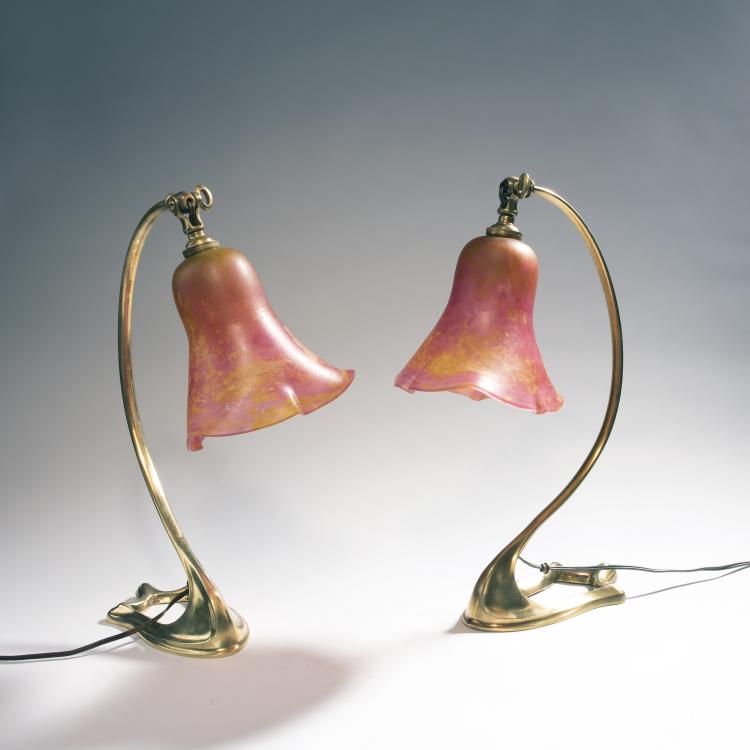 Hauptbild zu Objekt, Paar Tischleuchten 'Verre de Jades', um 1915, Daum Fr&egrave;res, Nancy, 144B 135