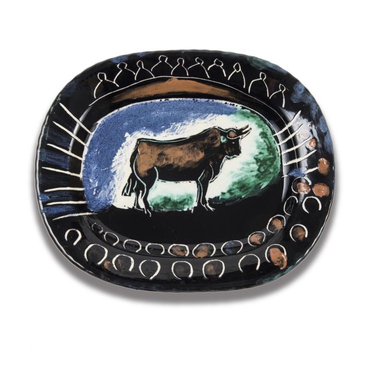 Hauptbild zu Objekt, Platte 'Taurreau dans l'ar&egrave;ne', 1948 (Entwurf), Madoura, 145C 487