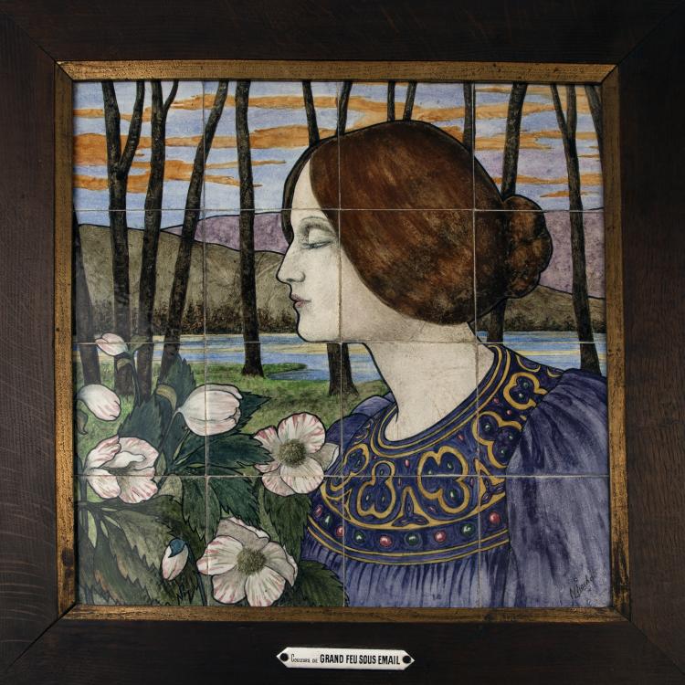 Hauptbild zu Objekt, Tile with Woman's profile, 1910, Frankreich, 144B 426
