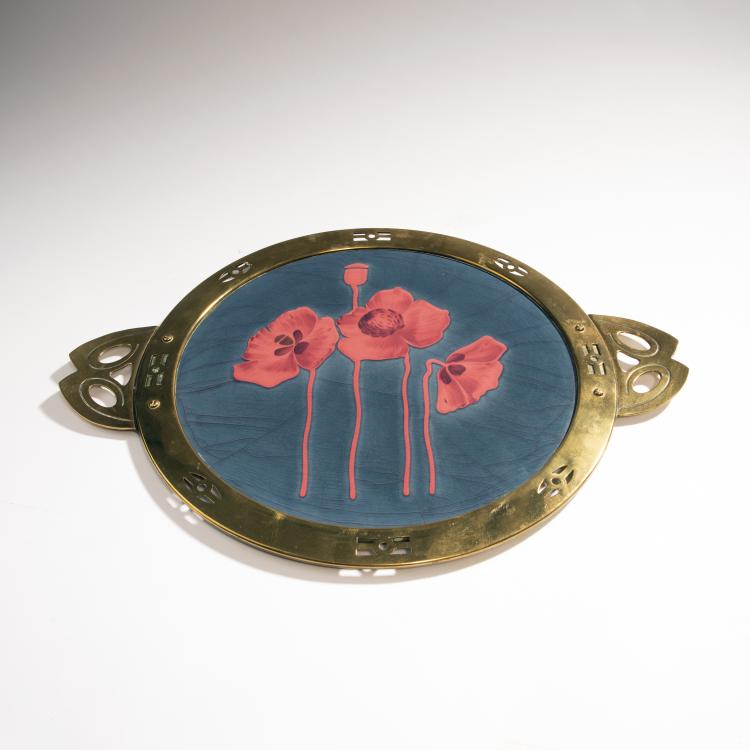 Hauptbild zu Objekt, Tray with handles, c. 1909, W&auml;chtersbacher Steingutfabrik, Schlierbach, 144B 407