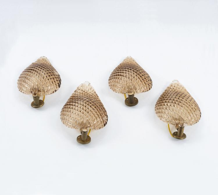 Hauptbild zu Objekt, Vier Wandappliquen 'Costolato', 1940er Jahre , Barovier & Toso, Murano, 146B 155