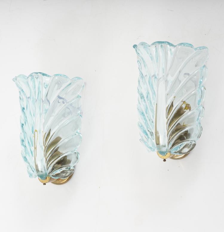 Hauptbild zu Objekt, Pair of 'Piuma' wall lights, Barovier & Toso, Murano, 145B 220