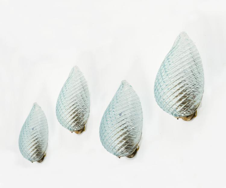 Hauptbild zu Objekt, Vier Wandappliquen 'Costolato', 1940er Jahre , Barovier & Toso, Murano, 146B 156