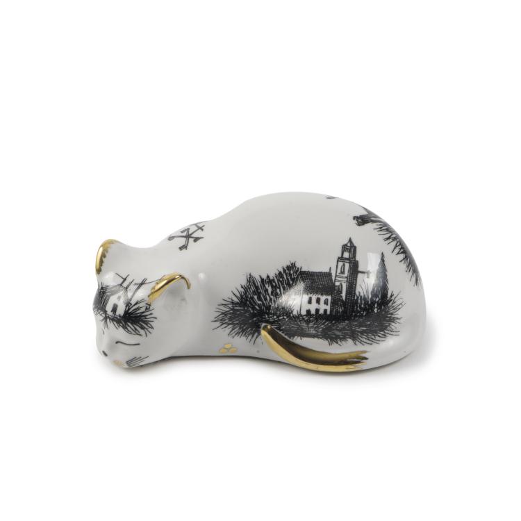 Hauptbild zu Objekt, 'Gatto accovacciato' cat, 1950s, Fornasetti, Mailand, 145B 335