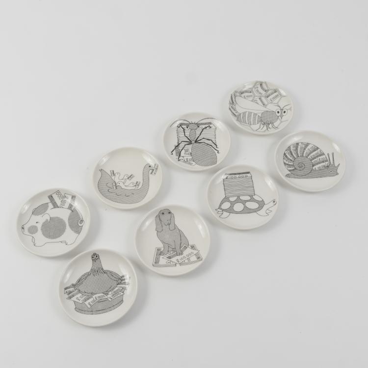 Bild 1 zu Objekt, Eight 'Banca Unione' plates, Fornasetti, Mailand, 145B 358