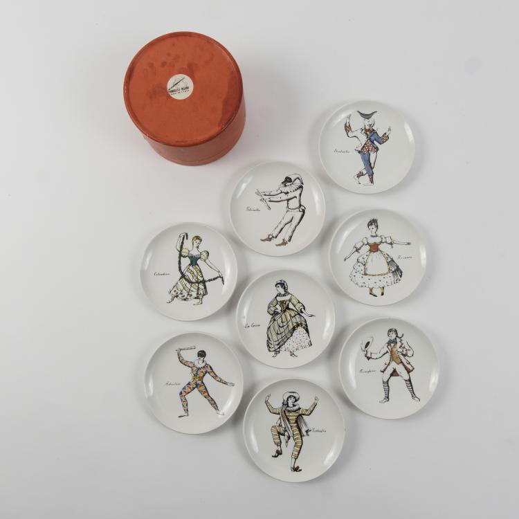 Bild 1 zu Objekt, 8 'Maschere Italiane' plates, Fornasetti, Mailand, 145B 356