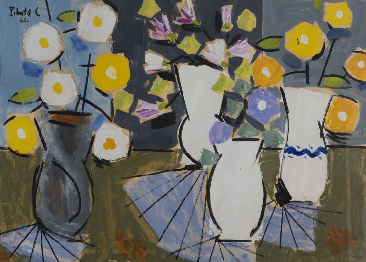 Hauptbild zu Objekt, Untitled (Still life with flowers), 1961, Constantin Piliuta, 144B 572