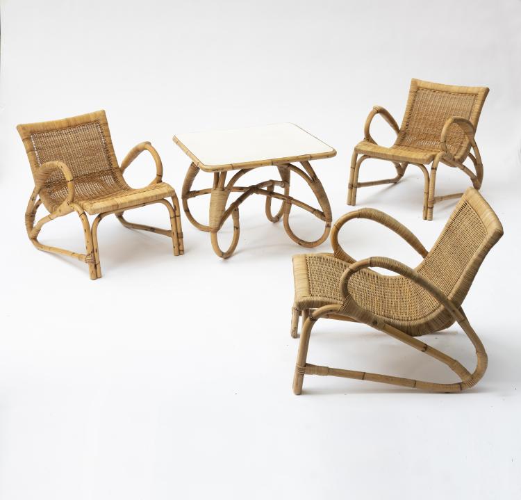 Hauptbild zu Objekt, Three armchairs, one table, 1950s , Arco, Deutschland, 146C 514