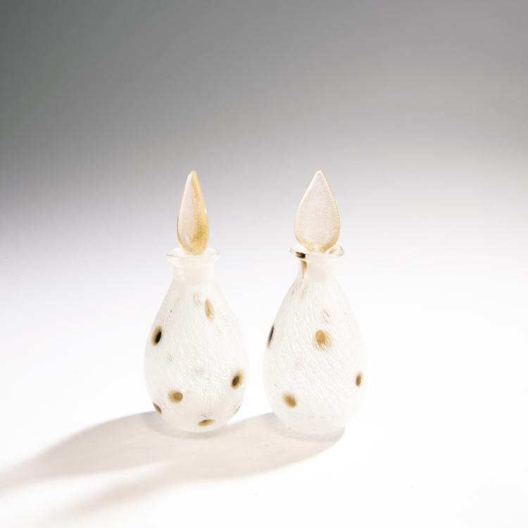 Hauptbild zu Objekt, Two flacons 'Merletto pois', 1954, Seguso, Archimede, Murano, 146D 806