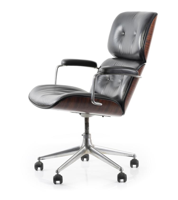 Hauptbild zu Objekt, B&uuml;rodrehstuhl auf Rollen, um 1965, MIM - Mobili Italiani Moderni, Rom, 146B 285