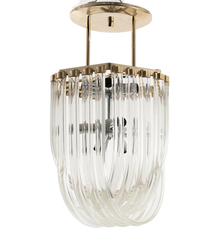 Hauptbild zu Objekt, Deckenleuchte 'Curvati', um 1970, Crystal Triedri, Italien, 146B 348