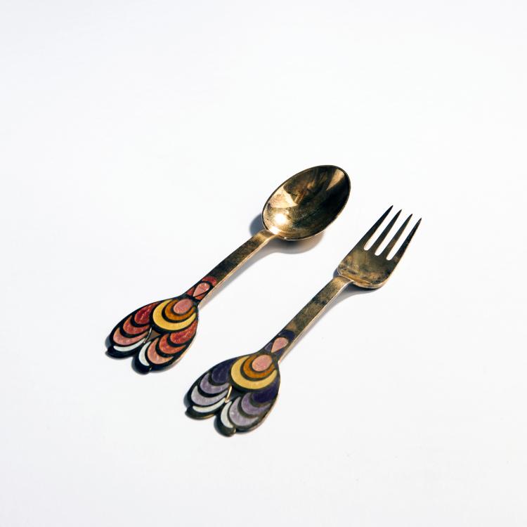 Hauptbild zu Objekt, New Year's spoon and fork, 1972, Michelsen, A., Kopenhagen, 146C 499