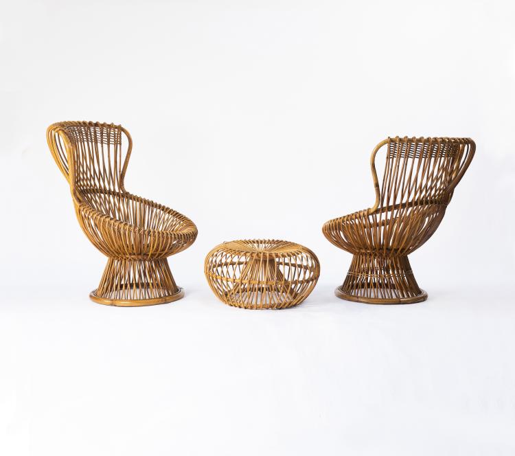 Hauptbild zu Objekt, Zwei Sessel 'Margherita' und ein Hocker, 1951, Bonacina, Vittorio, Como, 146B 196