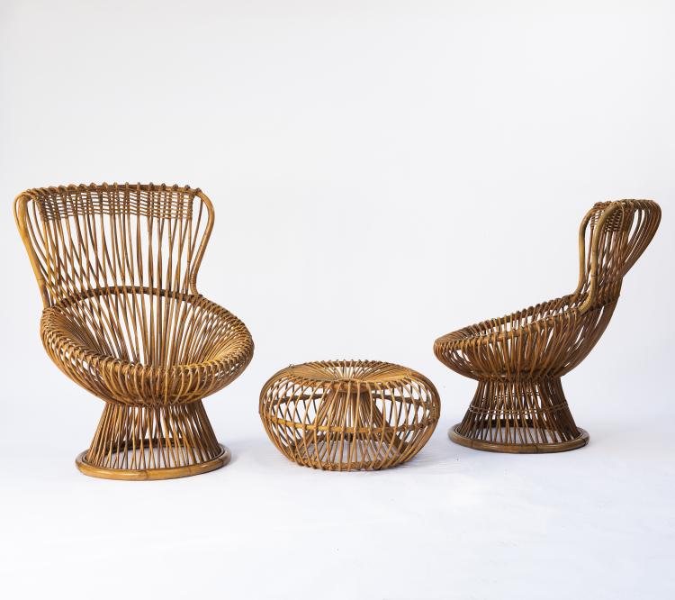 Bild 1 zu Objekt, Zwei Sessel 'Margherita' und ein Hocker, 1951, Bonacina, Vittorio, Como, 146B 196