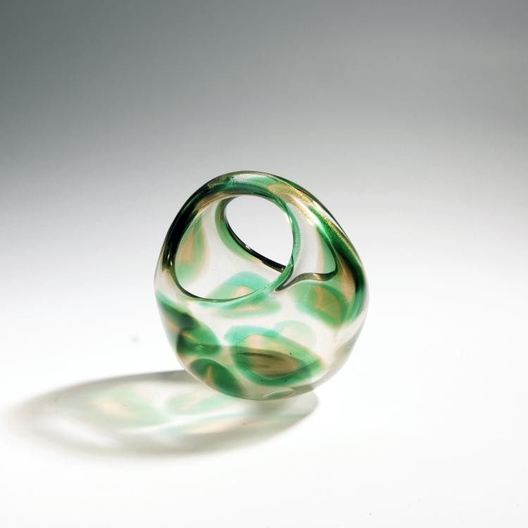 Hauptbild zu Objekt, Henkelschale 'Macchie ambra verde', 1952, Seguso, Archimede, Murano, 146D 808