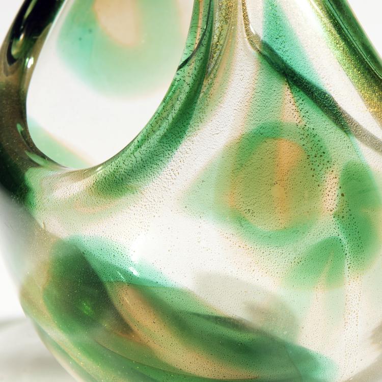 Bild 2 zu Objekt, Henkelschale 'Macchie ambra verde', 1952, Seguso, Archimede, Murano, 146D 808