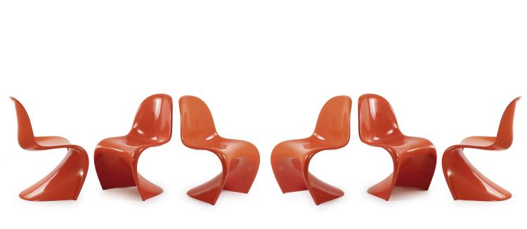 Hauptbild zu Objekt, Sechs 'Panton'-St&uuml;hle, 1962/67, Verner Panton, Fehlbaum, Weil am Rhein, 149B 371