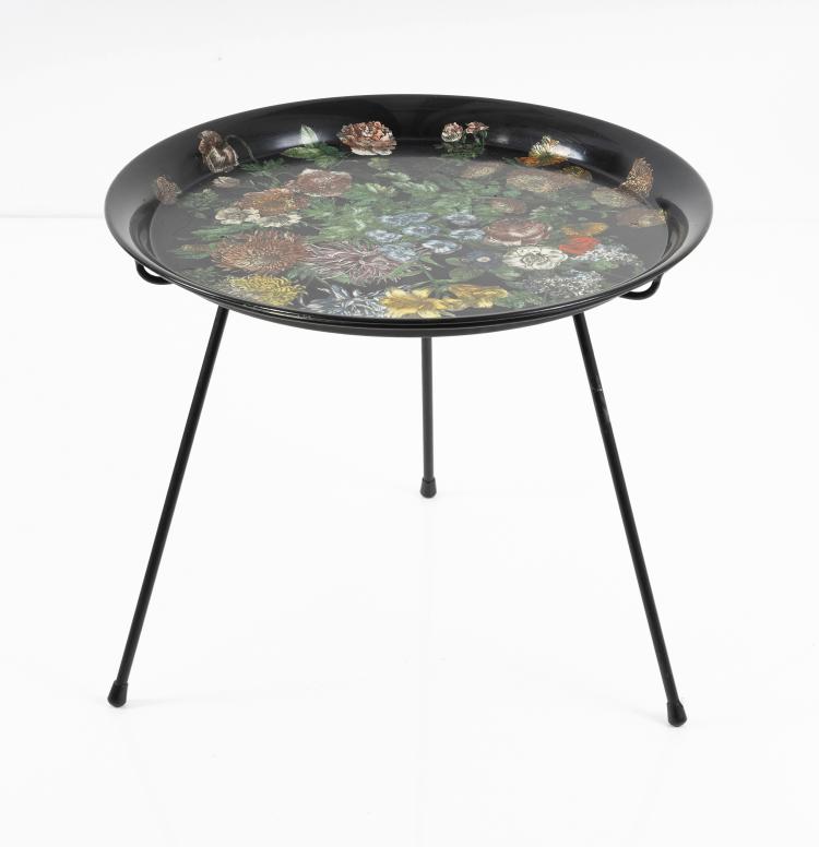 Hauptbild zu Objekt, Tablett 'Fiori' auf Untergestell, 1950er Jahre, Fornasetti, Mailand, 148A 287