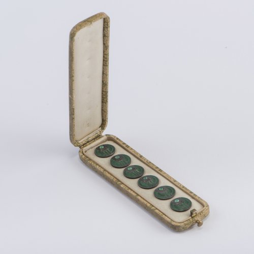 Six buttons in original case, c. 1900