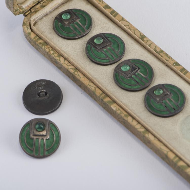 Bild 2 zu Objekt, Sechs Kn&ouml;pfe in Originaletui, um 1900, Levinger, Heinrich, Pforzheim, 147B 509