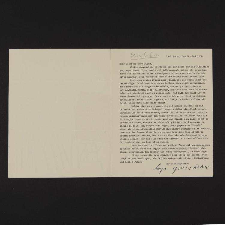 Bild 1 zu Objekt, Woodcut and autograph, 1936, 148C 494