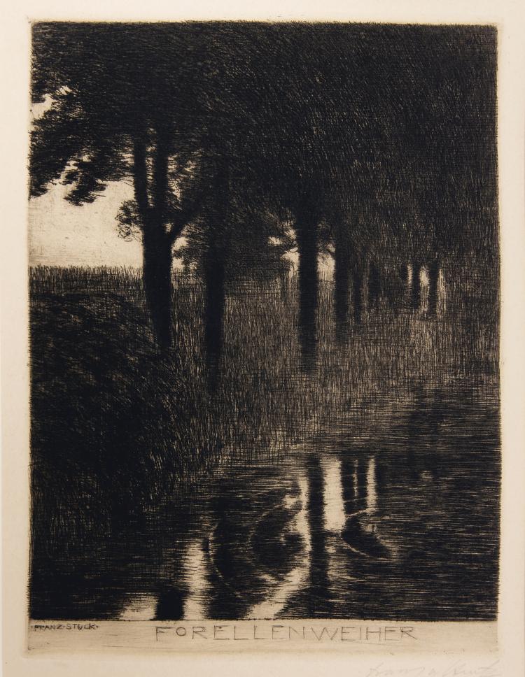 Hauptbild zu Objekt, 'Forellenweiher', c. 1890/91, Franz von Stuck, 147B 617