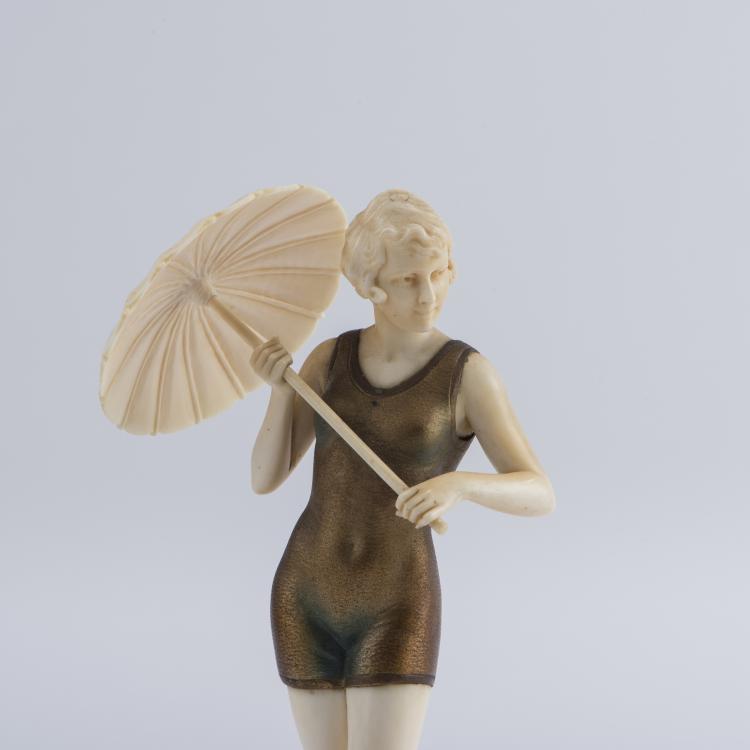 Bild 1 zu Objekt, 'Badende mit Sonnenschirm', 1920er Jahre, 147B 395