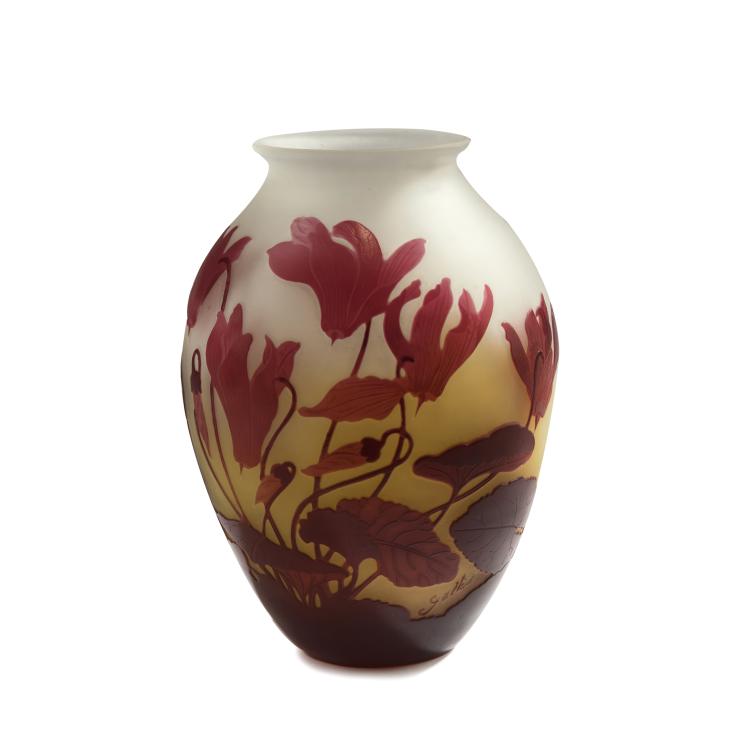 Hauptbild zu Objekt, Vase 'Cyclamens', 1920er Jahre, Gall&eacute;, Etablissements, Nancy, 147B 228