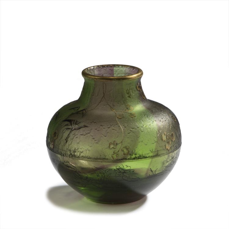 Hauptbild zu Objekt, Vase 'Poterie kabyle a decor de herons et marais', 1895, Daum Fr&egrave;res, Nancy, 147B 90