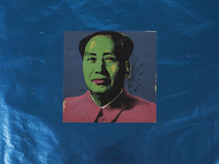 Bild 3 zu Objekt, Portfolio of 5 Mao serigraphs on blue silver foil, 1985, SILVER FACTORY, Yoshida Hanga Factory, 148C 605