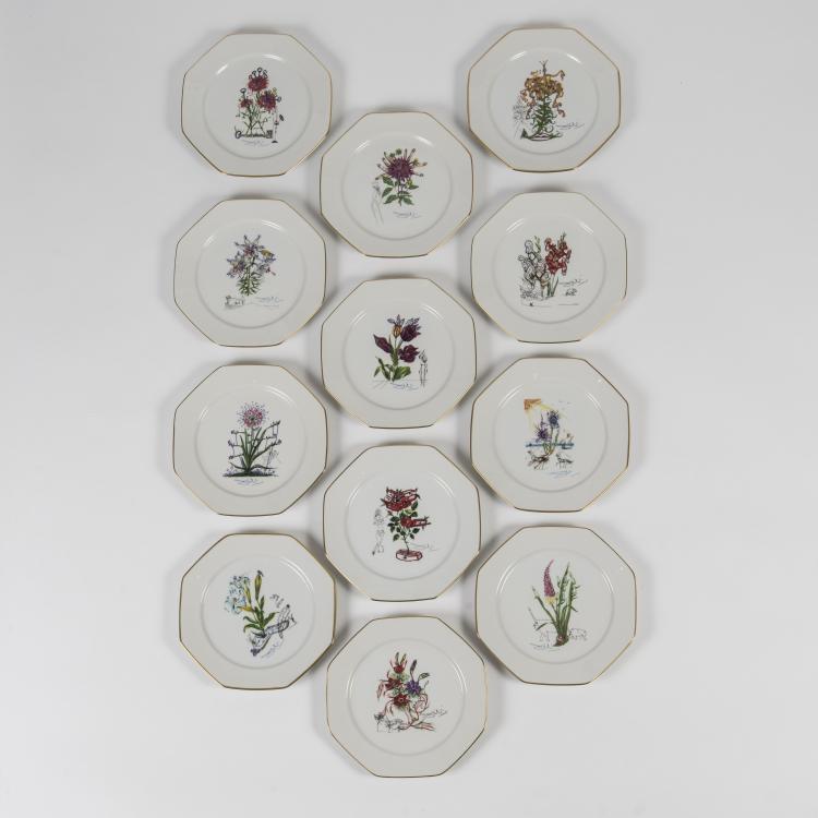 Hauptbild zu Objekt, Zw&ouml;lf Teller 'Las Flores Dalinianas', 1981, KPM Kopenhagen, 148C 528