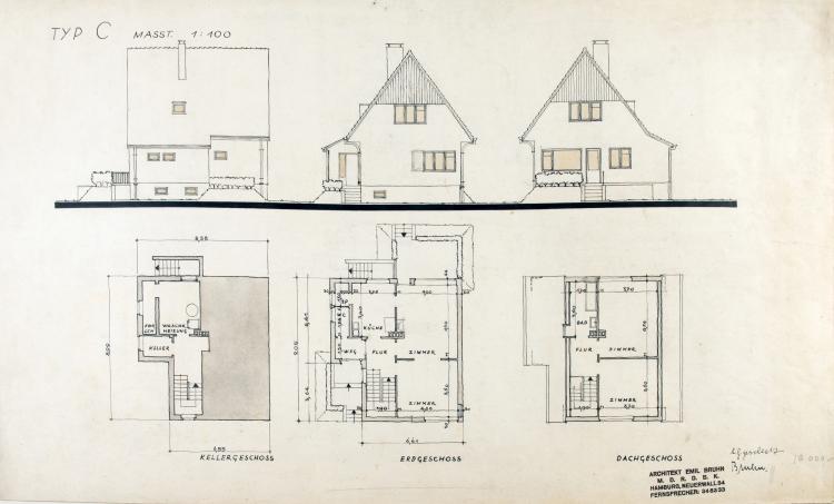 Bild 1 zu Objekt, Architekturzeichnungen, um 1931-33, Bruhn, Emil, 148A 120