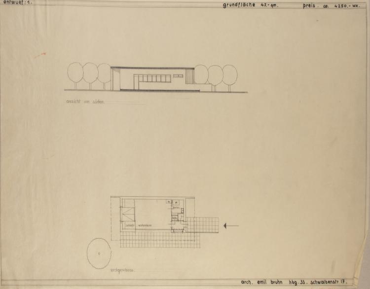 Bild 3 zu Objekt, Architekturzeichnungen, um 1931-33, Bruhn, Emil, 148A 120
