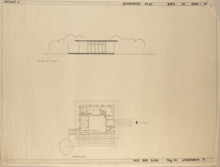 Bild 5 zu Objekt, Architekturzeichnungen, um 1931-33, Bruhn, Emil, 148A 120