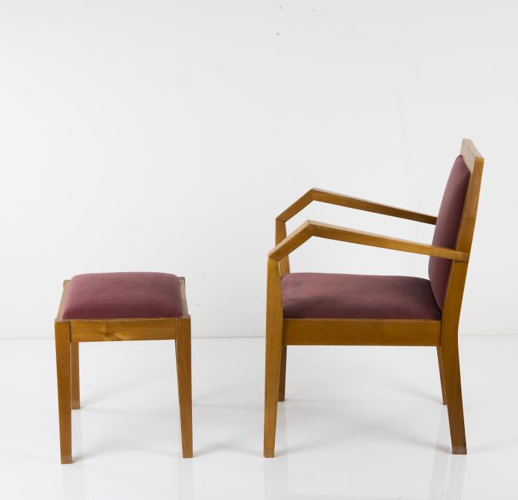 Bild 1 zu Objekt, Anthroposophischer Sessel mit Fu&szlig;hocker, 1930-50, Schiller M&ouml;bel Stuttgart-Cannstadt, 148A 193