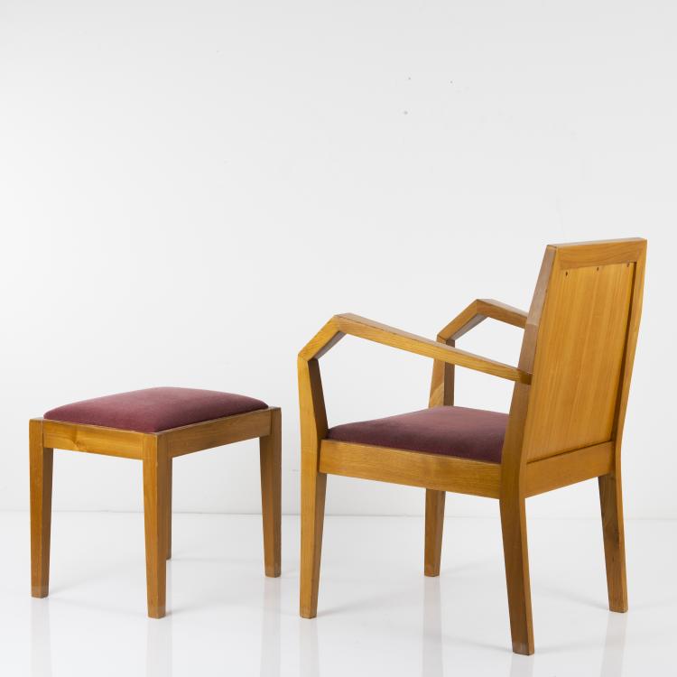 Bild 2 zu Objekt, Anthroposophischer Sessel mit Fu&szlig;hocker, 1930-50, Schiller M&ouml;bel Stuttgart-Cannstadt, 148A 193