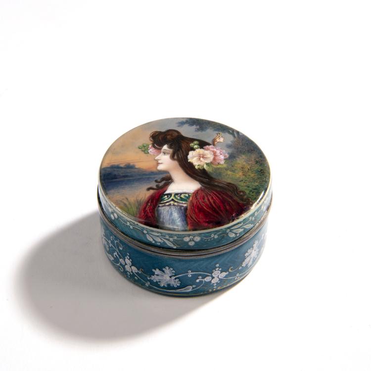 Hauptbild zu Objekt, Enamelled lidded box, c. 1900, Frankreich, 150B 463