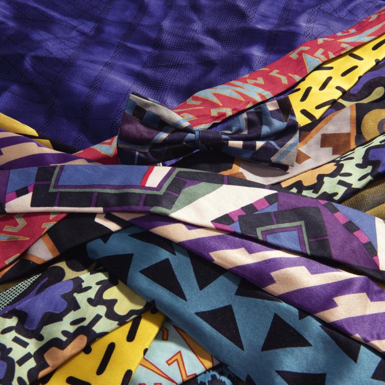 Hauptbild zu Objekt, 22 ties, pocket square, bow tie, 1980s, Nathalie Du Pasquier,Ettore Sottsass,George J. Sowden, Memphis, Mailand, 149A 121