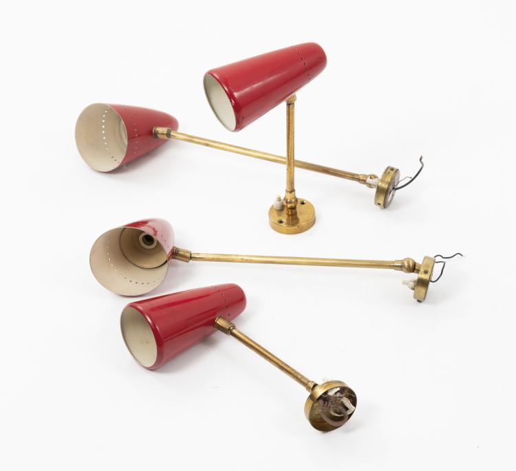 Hauptbild zu Objekt, 4 wall lights, 1950s, Stilnovo, Mailand (zugeschrieben), 149A 63