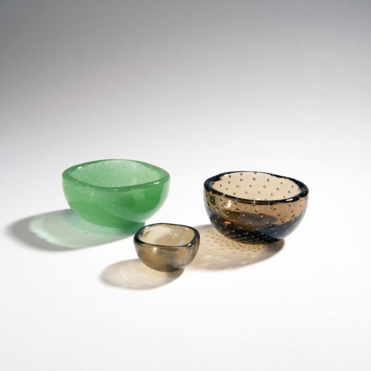 Hauptbild zu Objekt, Three bowls, c. 1935-40, Carlo Scarpa, Venini & C., Murano, 149C 542