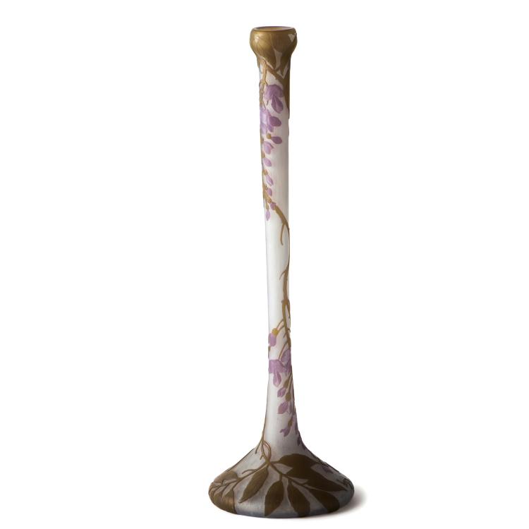 Hauptbild zu Objekt, Gro&szlig;e Stangenvase 'Glycines', 1900-14, Legras & Cie., Saint-Denis, 150B 212
